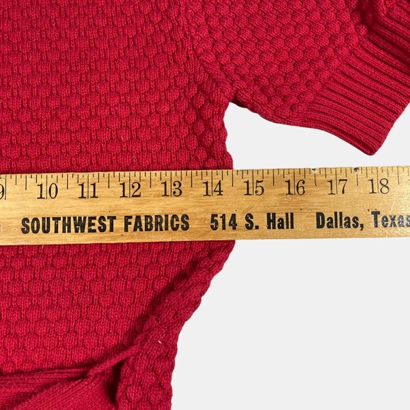 Cato Girls Red Turtleneck Knit Sweater Dress Short Sleeve Tie Waist Womens Large - Picture 6 of 6